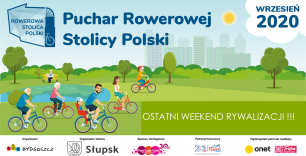 baner akcji - Rowerowa Stolica Polski - grafika - rowerzyści w parku